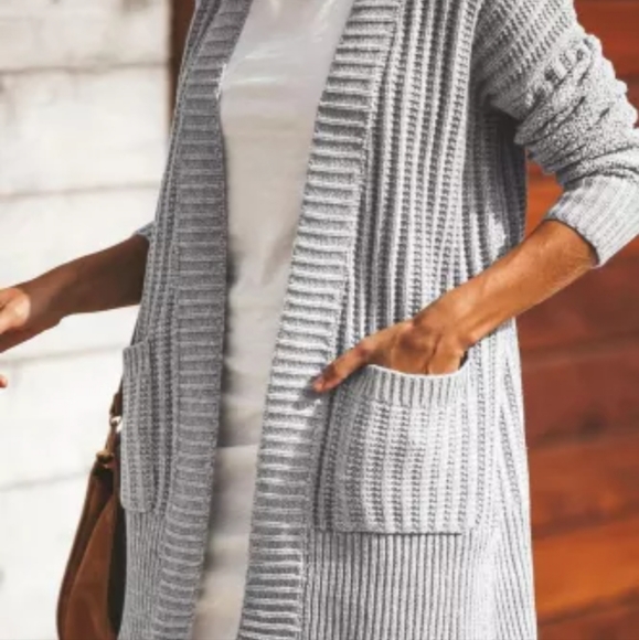 NEW light gray shawl collar cardigan💖clearance drop - Picture 3 of 12
